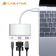 Cabletime USB C Hub to VGA usb PD  3 in 1 VGA USB 3.0 Type C 3.1 Converter 60Hz for Macbook air/pro Matebook X/13  Adapter C212 2024 - buy cheap