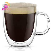 Deouny caneca de café grande 450ml, vidro jumbo com vidro isolado de parede dupla para latte, cappuccinos, chá, bebidas 2024 - compre barato