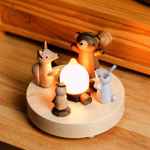 Cartoon Puppet Wood Small Night Light LED Bedroom Bedside Table Lamps Children's Room Girl Smare Romantic Birthday Gift Lighting 2024 - buy cheap