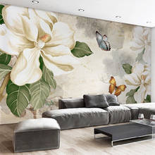 Papel de parede com foto personalizada 3d, pintura a óleo retrô de flores, mural de sala de estar, tv, estudo, quarto, decoração de casa, papel de parede 3 d 2024 - compre barato