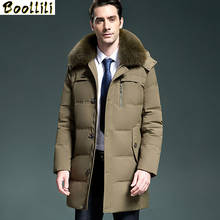 Boollili jaqueta de inverno masculina, casaco longo com gola de pele de raposa, espesso, inverno 2020 2024 - compre barato