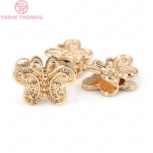 (1838)4PCS 11x13MM 24K Champagne Gold Color Plated Brass Butterfly Spacer Beads Bracelet Beads High Quality  Jewelry Accessories 2024 - buy cheap