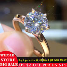 LMNZB Изящные Ювелирные изделия инкрустация 8 мм 2ct циркониевые бриллиантовые кольца классические обручальные кольца из розового золота для женщин LAR170 2024 - купить недорого