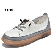 ZXRYXGS-Zapatillas de deporte de piel de vaca auténtica para mujer, zapatos planos de suela blanda resistentes al desgaste, estilo informal, 2021 2024 - compra barato