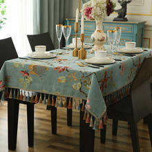 Multifunction Retro Table Cloth Cover Elegant Jacquard Rectangular Home Luxury Tea Green Tablecloth Tassel Tapete Mantel Mesa 2024 - buy cheap