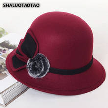 2022 New Women's Hat Autumn Winter Dome Hat Jazz Hats Flower Decoration Fedoras Trend Panama Ladies Cap Leisure Party Top Hat 2024 - buy cheap