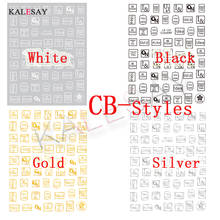 Nail Stickers White Black Famous Brand Nail Art Sticker for Manicure Adhesive Decals Silver Gold Nail Art Decals for Design Foil 2024 - buy cheap