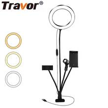 TRAVOR Selfie Light Mini ring light Dimmable With Phone Holder Microphone clip Tablet Stand For Photography Live Light Lighting 2024 - buy cheap
