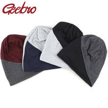 Geebro Women Casual splice Double Color Hats Cotton Beanies For Female Man Female Skullies Bonnets Fashion Turban Wraps Caps 2024 - buy cheap