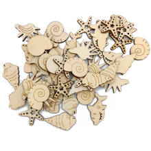 50pcs Natural Mix Seashell/Starfish Pattern Wooden Scrapbooking Carft for Home Decoration DIY Handmade Craft 2024 - buy cheap