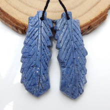Natural Stone Blue Coral Earrings For Women Semi-precious Stones Carving Leaves DIY Jewelry Bead 35x12x4mm 5.4g 2024 - buy cheap