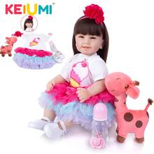 Keiumi 22 polegada sorriso menina boneca silicone macio reborn bonecas do bebê pano corpo bonecas reborn bebe menina brinquedos para crianças presentes 2024 - compre barato
