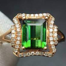 Anéis finos masculinos de ouro 18 k, joias verdadeiras de ouro 100% natural verde com pedras preciosas de turmalina 1.9ct de diamantes para casamento, anéis finos para homens 2024 - compre barato