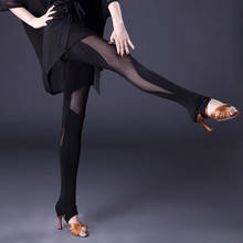 Malha latina calças de dança para mulheres sexy preto prática usar roupas dançarina samba traje tango dança wear cha cha dança roupas 2024 - compre barato