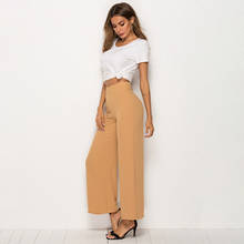 Pantalones informales de pierna ancha para mujer, pantalón largo, holgado, con cintura elástica, Color sólido 2024 - compra barato