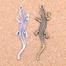 8 pingentes antigos gecko para lagarto, 8 peças, joias vintage de prata tibetana, faça você mesmo para pulseira e colar 2024 - compre barato