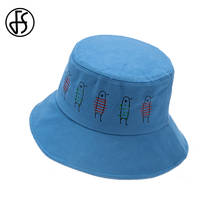 FS Summer Bird Embroidery Streetwear Hip Hop Fisherman Hats For Men Women Blue Sunscreen Breathable Bucket Hat Panama Cap 2021 2024 - buy cheap