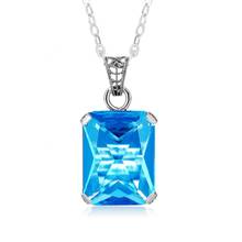 Szjinao Silver Pendant For Women Real 925 Sterling Silver Blue Topaz Gemstone Rectangle Fashion Jewelry Neo-Gothic Wedding Gift 2024 - buy cheap