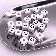 Contas de cubo acrílico de letras/alfabeto branco, 20 peças, 10*10mm "c", para fazer joias diy 2024 - compre barato