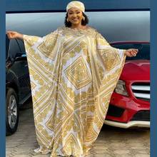 No Headscarf New African Women Dashiki Silk Maxi Dress Fashion Loose Embroidery Long Dress African Dress For Women African Cloth 2024 - buy cheap