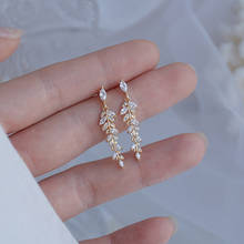Gold Leaves Earrings For Women Exquisite Tiny Zirconia Stud Earring Elegant Korean Crystal Wedding  Pendant 2022 2024 - buy cheap