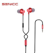 Senicc k2 3.5mm in-ear fones de ouvido música fones de ouvido moda fone de ouvido com 4 pólo jack com microfone para almofada do telefone mp3 mp4 player 2024 - compre barato