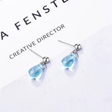 Sole Memory Literary Blue Crystal Water Droplets Sweet Cute 925 Sterling Silver Fashion Female Dangle Earrings SEA613 2024 - buy cheap