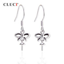 CLUCI 925 Sterling Silver Bow Kont Drop Earring for Women Pearl Earring Mounting Real Silver 925 Earrings Fine Jewelry SE085SB 2024 - buy cheap