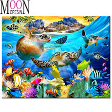 2021 Diy Diamond Mosaic Full Square Round Drill Diamond Painting World Sea Fish Diamond Embroidery Cross Stitch Rhinestone Home 2024 - buy cheap