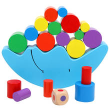 Juego Montessori de madera para niños, juguete educativo de equilibrio de Luna, bloques de construcción de equilibrio coloridos, aprendizaje temprano, nuevo 2024 - compra barato