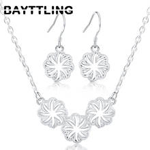 BAYTTLING 925 Sterling Silver Fine Flower Pendant Earrings Necklace Set For Women Fashion Jewelry Wedding Gifts 2024 - buy cheap