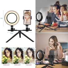 6.3inch/16cm 3 Color Dimmable Ring Light Video LED Beauty Photography  Ring Lamp+Tripod With Phone Holder 2024 - buy cheap