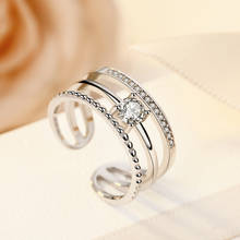 Anel definitivo feminino, anel de cristal aaa + cz banhado a prata, com prevenção de alergias, presente para mulheres, anel de casamento 2024 - compre barato