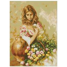 Woman and flower patterns counted 11CT 14CT 18CT DIY Cross Stitch Sets wholesale Cross-stitch Kits Embroidery Needlework 2024 - buy cheap
