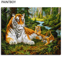 Framed Painting By Numbers Animals Tiger DIY Oil Painting On Cnvvas Home Decor For Living Room g 40*50m Wall Art GX8479 2024 - купить недорого