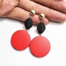 Vintage Big Round Earrings Gifts For Women Black Style Wooden Drop Earrings Fashion Long Statement Gold Earrings Female Jewelry 2024 - buy cheap