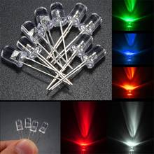 Diodo de luz led redondo, 100 peças, 5mm, 5 cores, água transparente, kit de lâmpadas vermelho/verde/azul/amarelo/branco