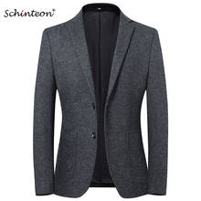 Schinteon jaqueta blazer de lã masculina, jaqueta slim fit casual de alta qualidade para festa de casamento outono inverno 2024 - compre barato