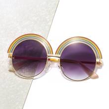 2021 New Round Rainbow Sunglasses Women Men Conspicuous Colorful Lens Alloy Frame Metal Hinge Brand Designer Trend Sun Glasses 2024 - buy cheap