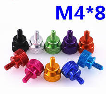 6pcs M4 thumb aluminium screws flat pineapple step grain knurled bolt male screw anode oxidation multi-color 8mm length 2024 - buy cheap