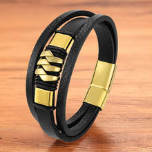 Pulseira masculina de couro, bracelete da moda para homens, corrente de corda trançada em aço inoxidável, pulseiras magnéticas, joias, presentes 2024 - compre barato