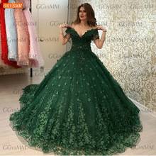 Sexy Green Evening Dresses 2020 Lace Appliqued 3D Flowers Ball Gown Women Dress Party Long Formal Custom Made Vestidos De Fiesta 2024 - buy cheap