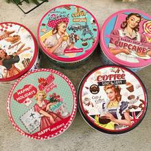 3Pcs/Set Vintage Pretty Girl Round Storage Tin Box Snack Dried Fruit Candy Cookies Packing Box Home Organizer Gifts 2024 - buy cheap