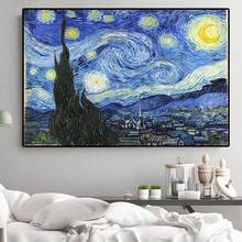 100% hand painted Impressionist Van Gogh Starry Night Oil Painting Reproduction on Canvas Best Wall Art Picture for Living Room 2024 - buy cheap