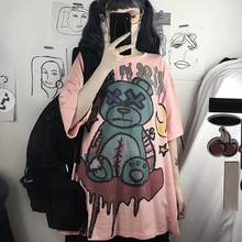 Pink Cartoon Tshirt Streetwear Fummer Oversized Bear T Shirt Women Harajuku Short Sleeves Tops Tee Hip Hop Gothic Devil Tshirt 2024 - buy cheap
