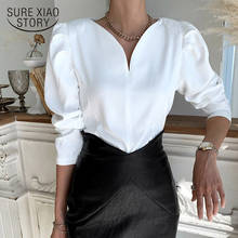 Sweet Bubble Sleeve Stereo V-neck Long Sleeve Blouse Spring New Korean Chic Pullover Shirt Women White Tops Blusas Mujer 12899 2024 - buy cheap