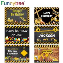 Funnytree Birthday Party Brick Wall Cartoon Builder Truck Construction Background Decor Backdrop Customized Photocall Banner 2024 - buy cheap
