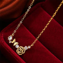 Charm Female Crystal Pendant Necklace Rose Gold Silver Color Chain Necklaces Cute Bridal Butterfly Wedding Necklace For Women 2024 - buy cheap