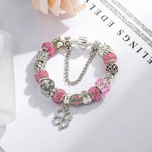 Buipoey prata cor lucky charme pulseiras para mulher árvore da vida rosa estrela de cristal matryoshka frisado pulseira jóias 2024 - compre barato