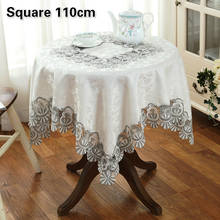 Square 110cm European Style Simple Silver Gray Water Soluble Embroidery Lace Tablecloth Toalha De Mesa Nappe Table Cover Tapete 2024 - buy cheap